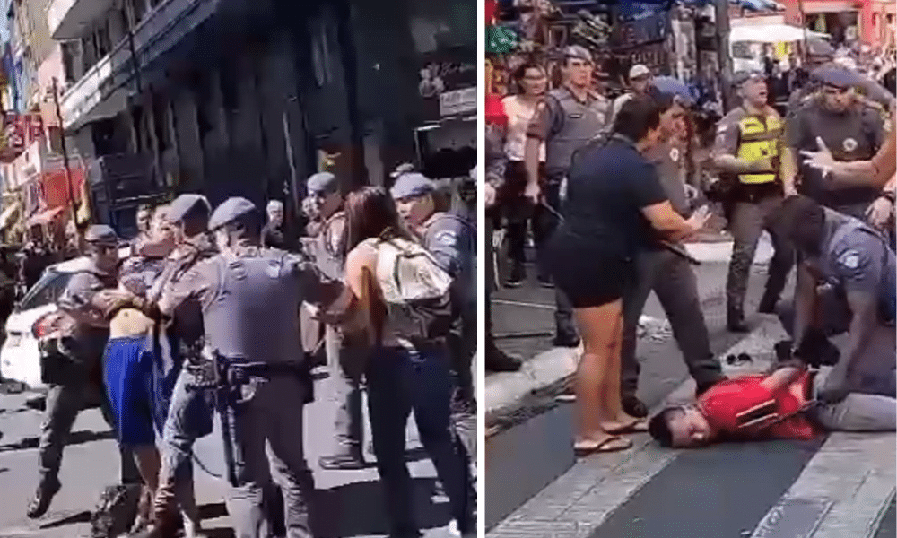 Confronto entre policiais e ambulantes gera confusão na região da Rua 25 de Março, em São Paulo