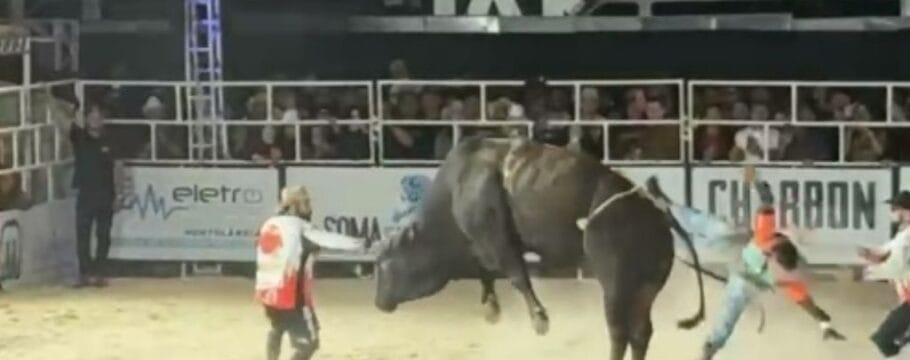 Peão é arrastado por touro em rodeio de Hortolândia e sofre ferimentos