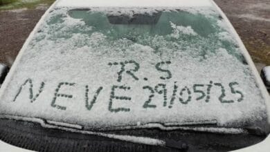 Frente fria e massa de ar polar provocam neve e sensação térmica de até -13 °C no Sul do Brasil