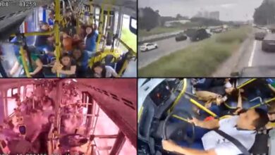 Imagens mostram ônibus desgovernado atingindo 15 veículos e deixando 12 feridos na Raposo Tavares