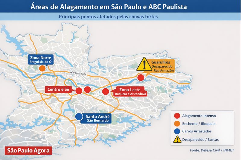 Chuva violenta alaga ruas arrasta veculos e deixa desaparecidos na Grande So Paulo