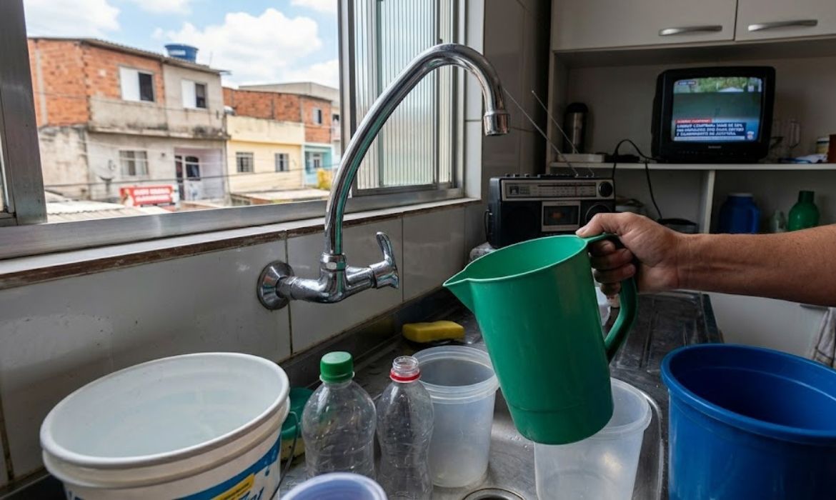 Deslocamento de terra atinge adutora e afeta distribuição de água para a maioria de Guarulhos