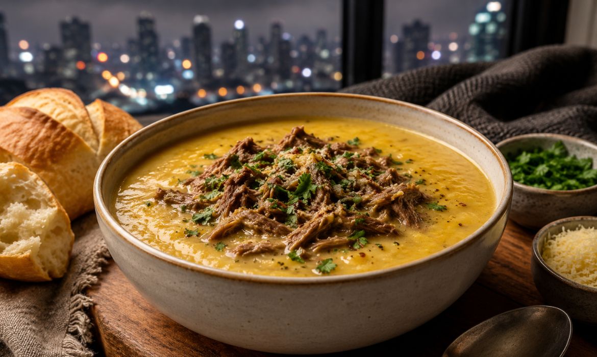 Frio em São Paulo aumenta procura por caldos e sopas; veja receita de caldo de mandioquinha com carne desfiada