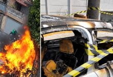 Cabos de energia caem e incêndio destrói carro e dez motos em São Paulo